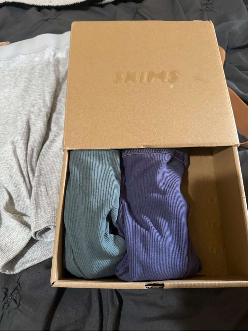 SKIMS Ribbed Undershirts in Teal & Purple